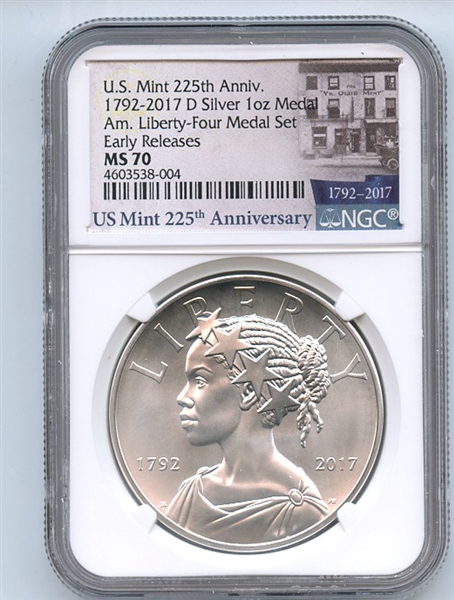 2017 D Silver American Liberty Medal NGC MS70 Early Releases