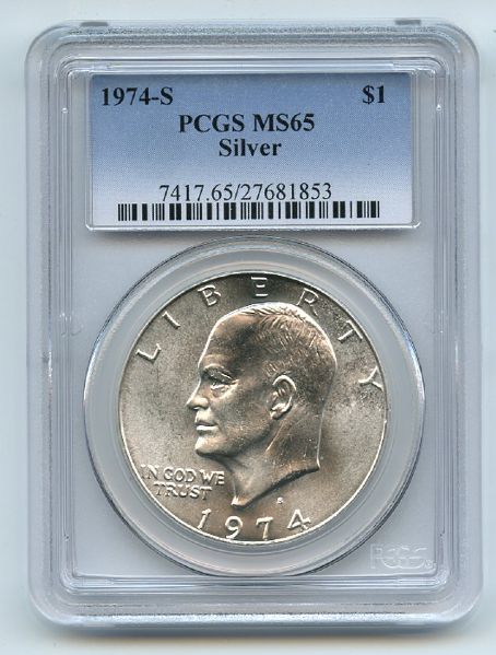 1974 S $1 Silver Ike Eisenhower Dollar PCGS MS65