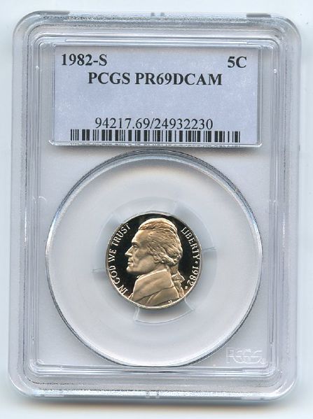 1982 S 5C Jefferson Nickel Proof PCGS PR69DCAM