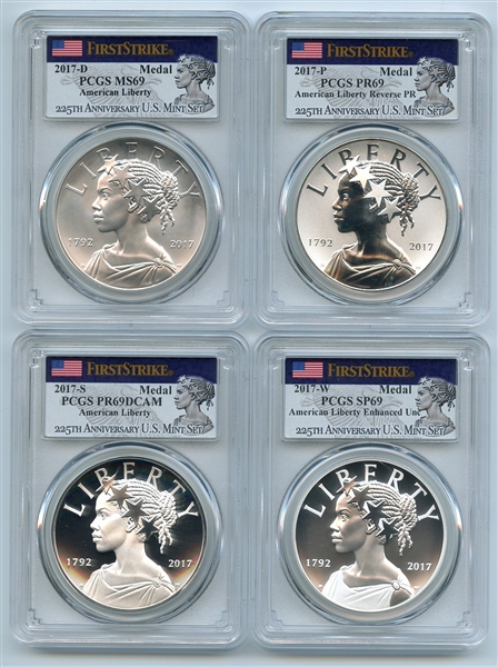 2017 Silver American Liberty 4 Coin Set PCGS 69 First Strike