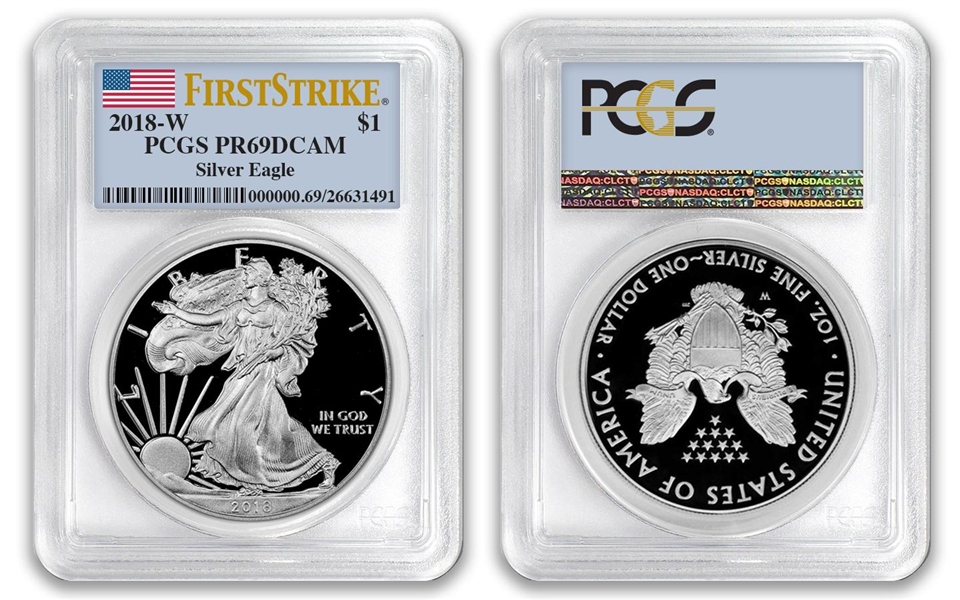 2018 W $1 American Proof Silver Eagle PCGS PR69DCAM First Strike