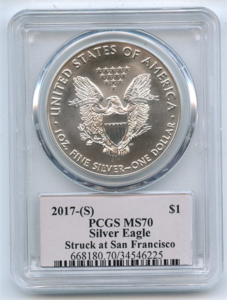 2017 (S) $1 American Silver Eagle Struck SF PCGS MS70 Thomas Cleveland Freedom