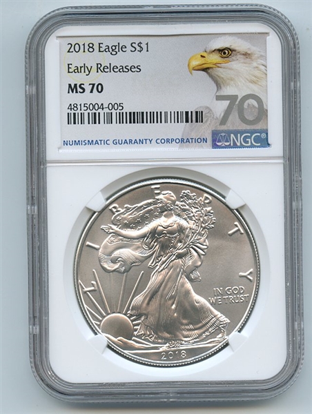 2018 $1 American Silver Eagle Dollar NGC MS70 Early Releases