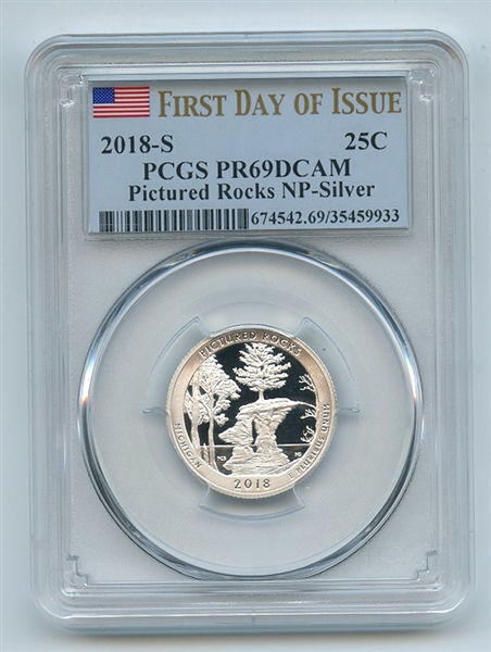 2018 S 25C Silver Pictured Rocks Quarter PCGS PR69DCAM First Day of Issue FDOI