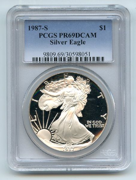 1987 S $1 Proof American Silver Eagle 1oz PCGS PR69DCAM