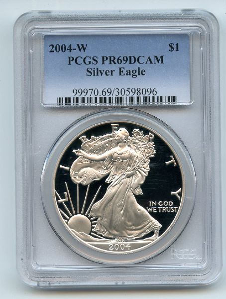 2004 W $1 Proof American Silver Eagle 1oz PCGS PR69DCAM