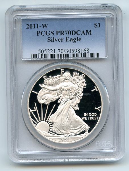 2011 W $1 Proof American Silver Eagle 1oz PCGS PR70DCAM