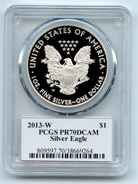 2013 W $1 Proof American Silver Eagle 1oz PCGS PR70DCAM Thomas Cleveland Eagle
