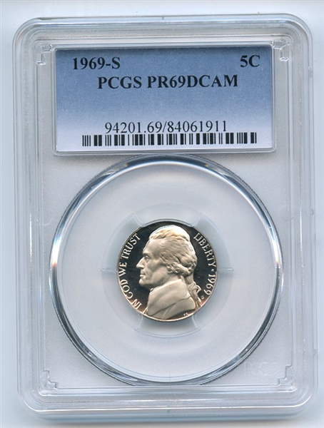 1969 S 5C Jefferson Nickel PCGS PR69DCAM