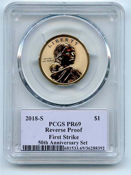 2018 S $1 Sacagawea Dollar Reverse Proof PCGS PR69 First Strike Thomas Cleveland