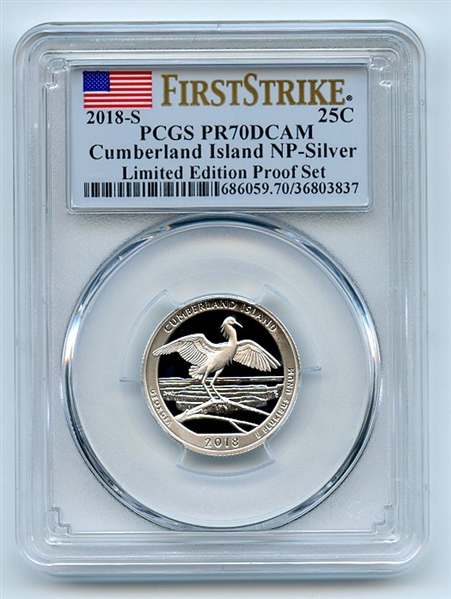 2018 S 25C Silver Cumberland Island Quarter PCGS RP70DCAM FS Limited Edition