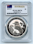 2019 P $1 Australia Silver Kookaburra Dollar PCGS MS70