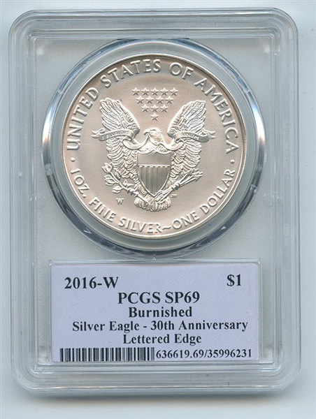 2016 W $1 Unc Burnished Silver Eagle 1oz PCGS SP69 Thomas Cleveland Native