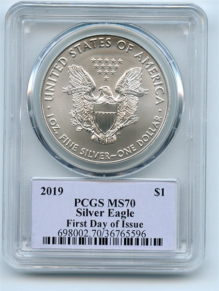 2019 $1 Silver Eagle 1oz PCGS MS70 FDOI First Day Issue Thomas Cleveland Native