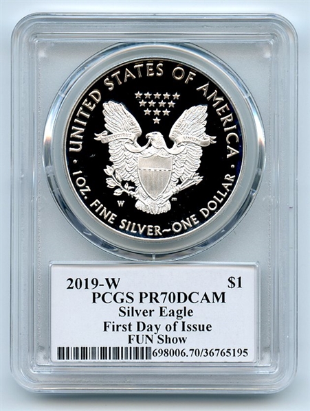2019 W $1 US Silver Eagle FUN Show PCGS PR70DCAM FDOI Thomas Cleveland Arrows