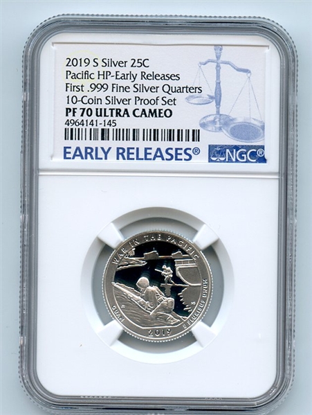 2019 S 25C Silver War In the Pacific Quarter NGC PF70UCAM Early Releases