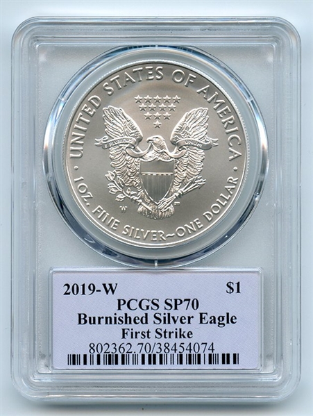 2019 W $1 Burnished American Silver Eagle 1oz PCGS SP70 Thomas Cleveland Native