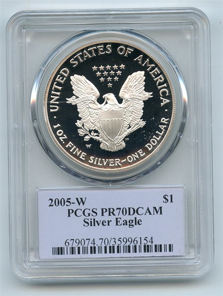 2005 W $1 Proof American Silver Eagle 1oz PCGS PR70DCAM Thomas Cleveland Native