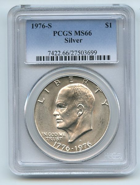 1976 S $1 Silver Ike Eisenhower Dollar PCGS MS66