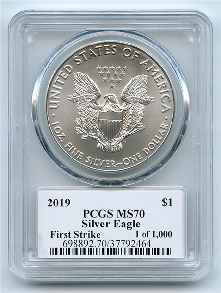 2019 $1 American Silver Eagle 1oz PCGS MS70 FS 1 of 1000 Thomas Cleveland Eagle