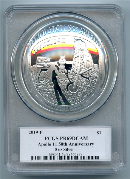 2019 P $1 Apollo 11 50th Anniversary 5oz Silver PCGS PR69DCAM