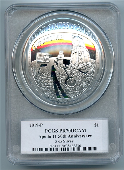 2019 P $1 Apollo 11 50th Anniversary 5oz Silver PCGS PR70DCAM Fred Haise