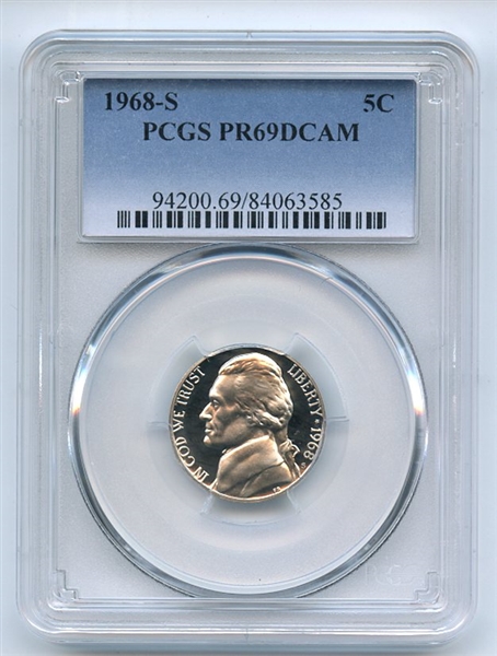 1968 S 5C Jefferson Nickel PCGS PR69DCAM