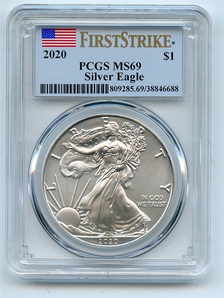 2020 $1 American Silver Eagle Dollar 1oz PCGS MS69 First Strike