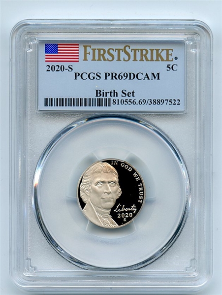 2020 S 5C Jefferson Nickel Birth Set PCGS PR69DCAM First Strike