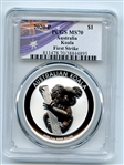 2020 P $1 Australian Silver Koala Dollar PCGS MS70 First Strike