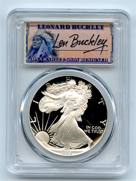 1986 S $1 Proof American Silver Eagle 1oz PCGS PR69DCAM Leonard Buckley