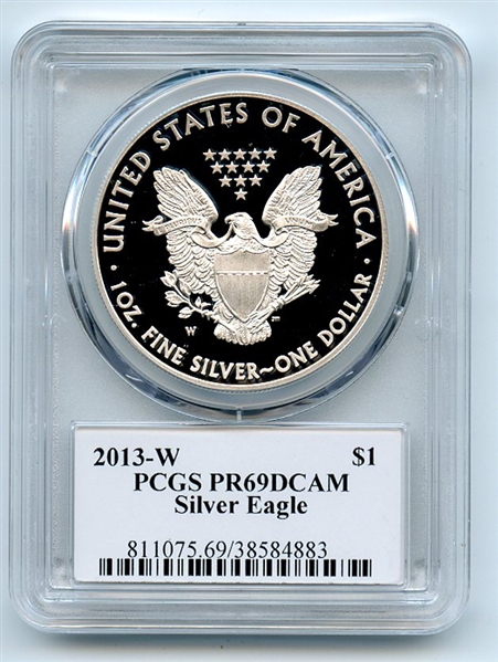 2013 W $1 Proof American Silver Eagle 1oz PCGS PR69DCAM Leonard Buckley