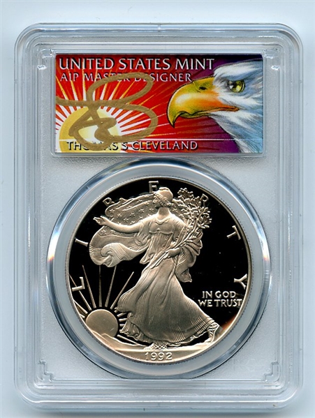 1992 S $1 Proof American Silver Eagle 1oz PCGS PR69DCAM Thomas Cleveland Eagle