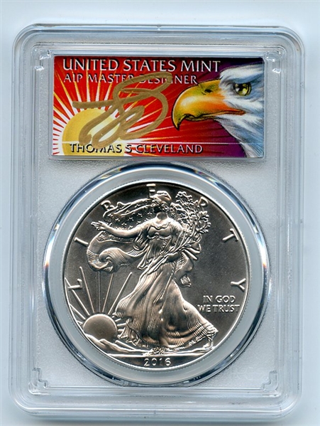 2016 (P) $1 American Silver Eagle 1oz PCGS MS70 Thomas Cleveland Eagle