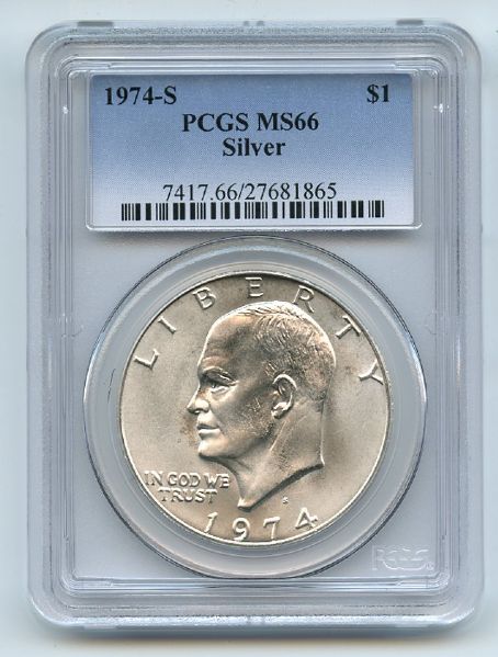 1974 S $1 Silver Ike Eisenhower Dollar PCGS MS66