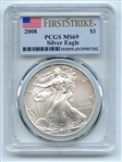 2008 $1 American Silver Eagle Dollar 1oz PCGS MS69 First Strike
