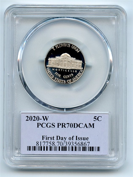 2020 W 5C Jefferson Nickel PCGS PR70DCAM First Day of Issue Cleveland Native