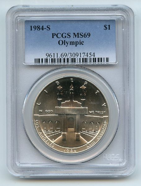 1984 S $1 Olympic Silver Commemorative Dollar PCGS MS69