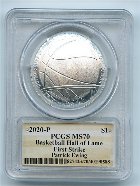 2020 P $1 Basketball Hall Fame Silver Commemorative PCGS MS70 FS Patrick Ewing