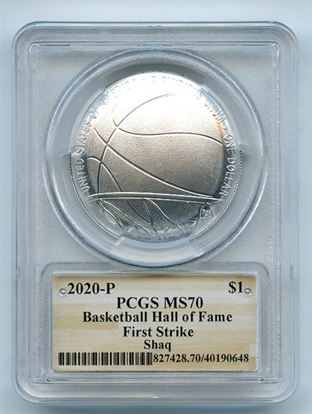 2020 P $1 Basketball Hall Fame Silver Commemorative PCGS MS70 Shaquille O'Neal