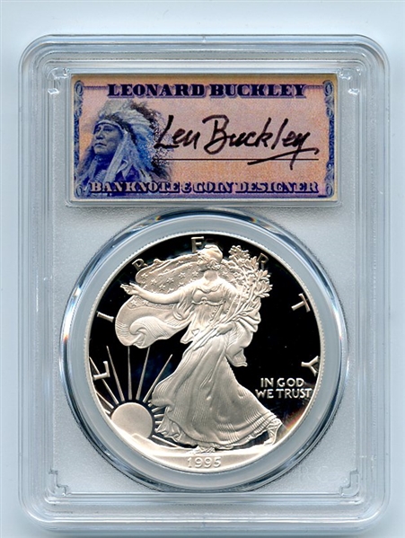 1995 P $1 Proof American Silver Eagle 1oz PCGS PR69DCAM Leonard Buckley