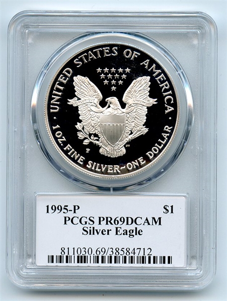1995 P $1 Proof American Silver Eagle 1oz PCGS PR69DCAM Leonard Buckley