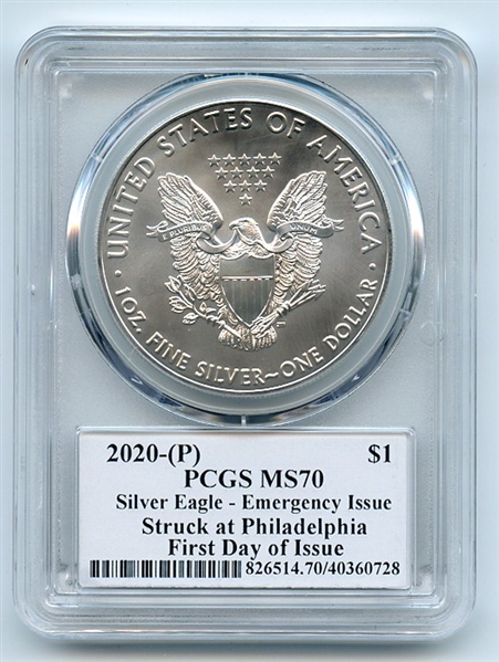 2020 (P) $1 Silver Eagle Emergency Issue PCGS MS70 FDOI Fred Haise