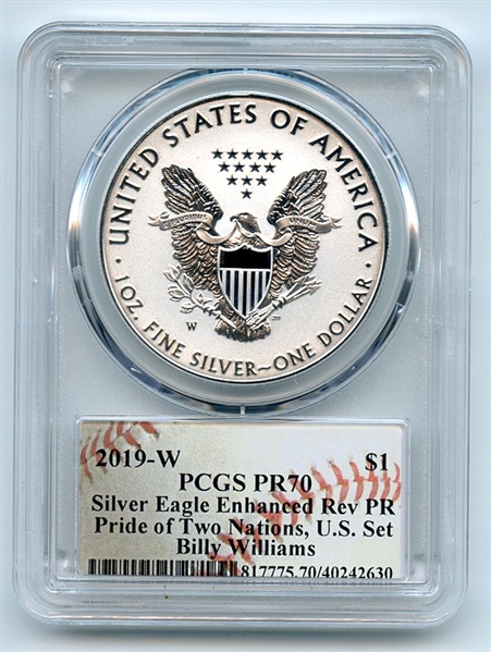2019 W $1 Enhanced Reverse Proof Silver Eagle Pride PCGS PR70 Billy Williams
