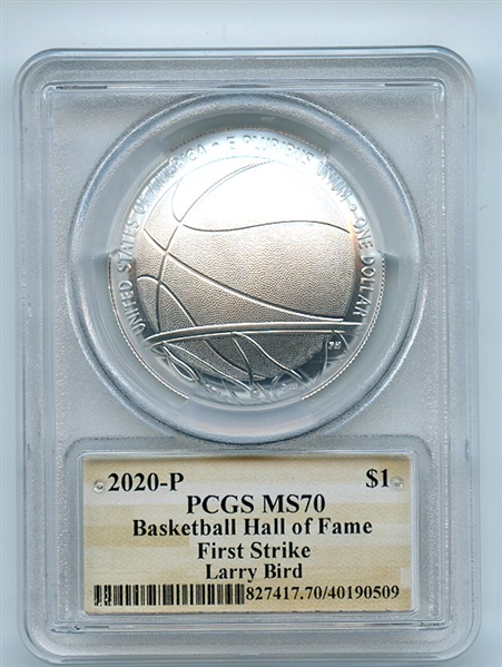 2020 P $1 Basketball Hall of Fame Silver Commemorative PCGS MS70 FS Larry Bird