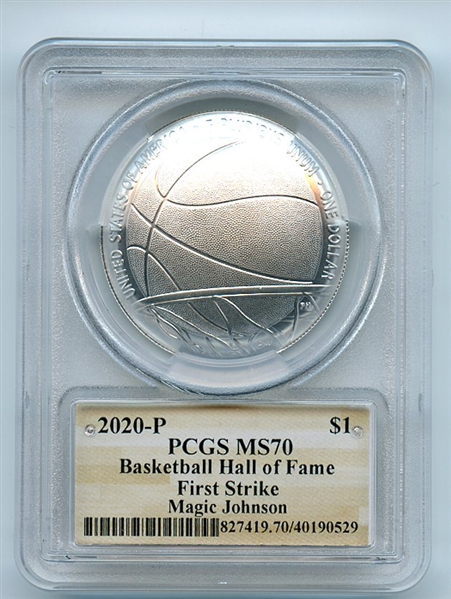 2020 P $1 Basketball Hall Fame Silver Commemorative PCGS MS70 FS Magic Johnson