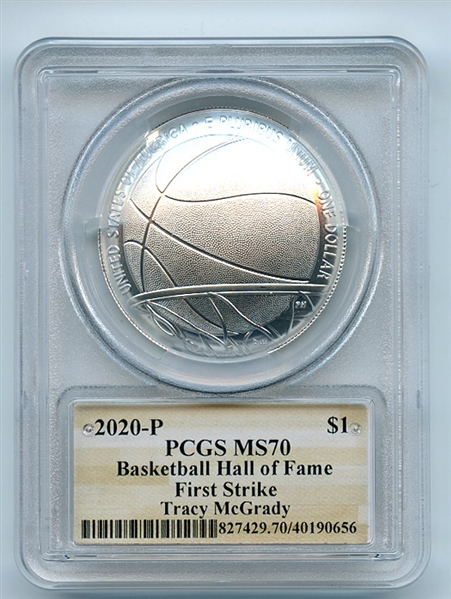 2020 P $1 Basketball Hall Fame Silver Commemorative PCGS MS70 FS Tracy McGrady