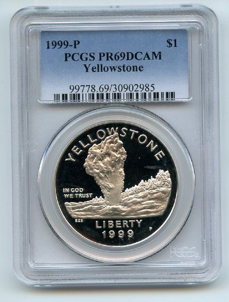 1999 P $1 Yellowstone Silver Commemorative Dollar PCGS PR69DCAM