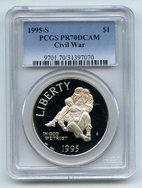 1995 S $1 Civil War Silver Commemorative Dollar PCGS PR70DCAM