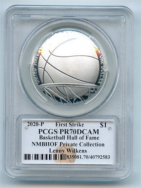 2020 P $1 Basketball Hall of Fame Silver Commem PCGS PR70DCAM FS Lenny Wilkens